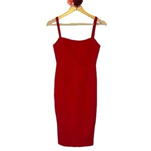 Hello Molly dress red sheath bodycon cocktail holiday midi size 4